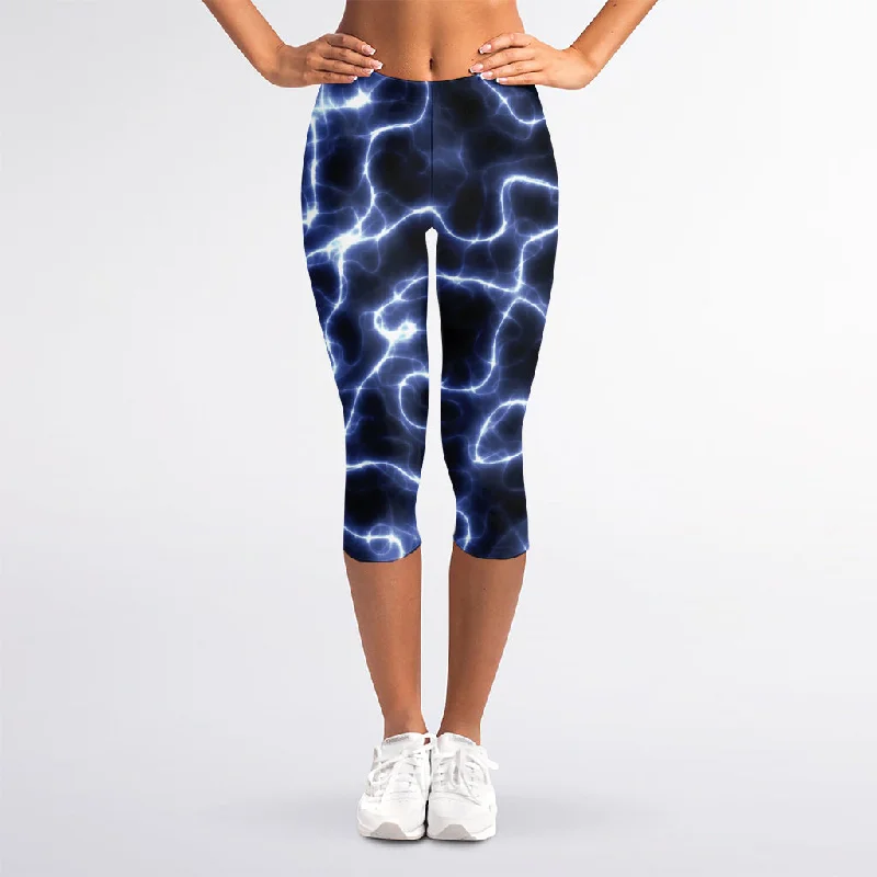 Price Smash Lightning Chain Print Women's Capri Leggings