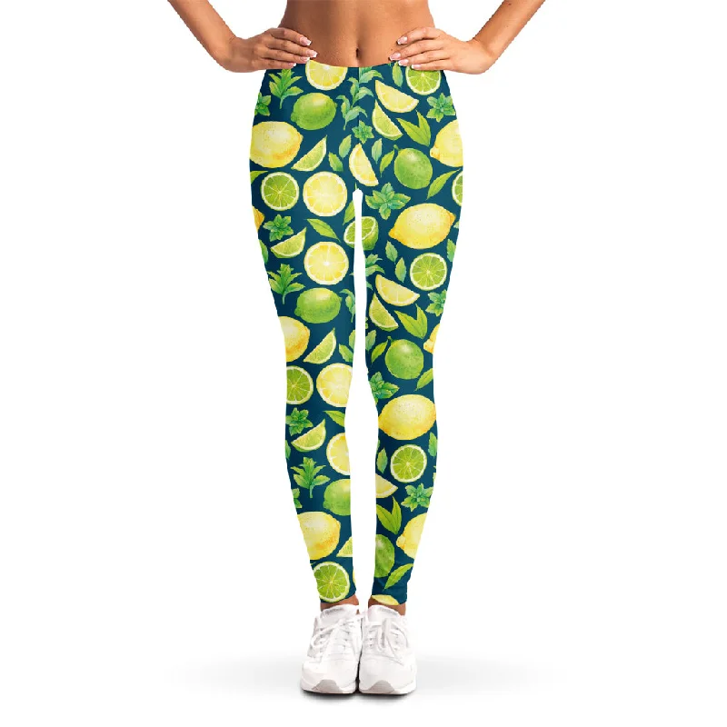 Special Savings Lime And Lemon Pattern Print Women's Leggings