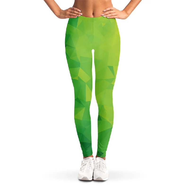 YEAR-End Sale Lime Green Polygonal Geometric Print Women's Leggings