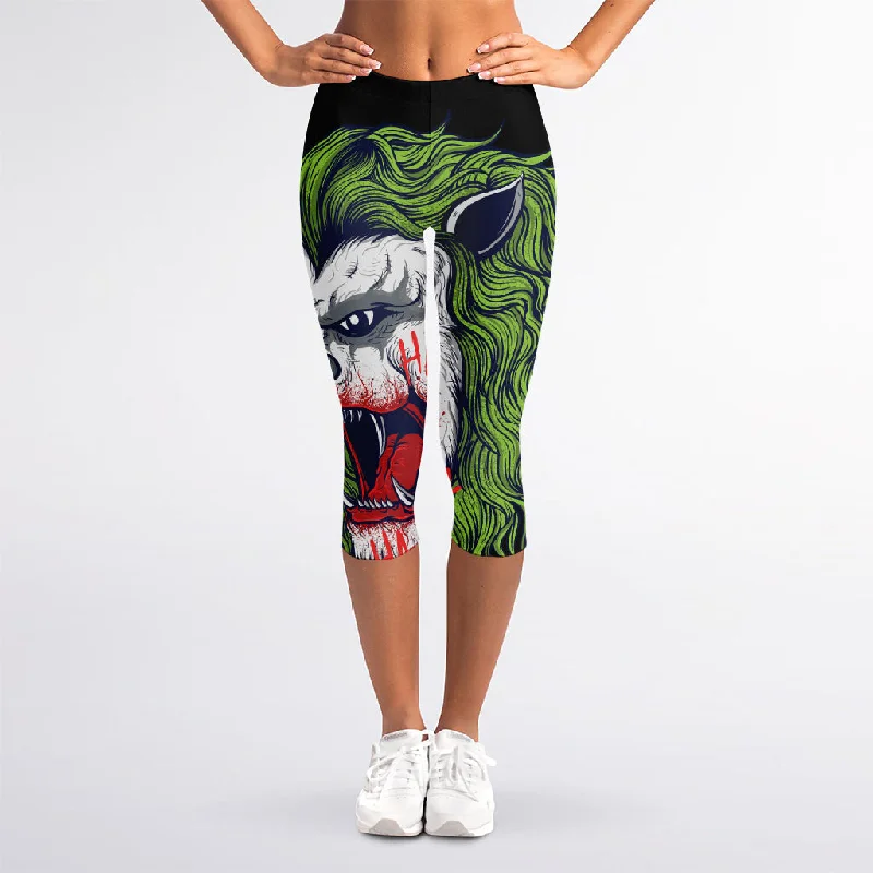 While Supplies Last Lion Joker Print Women's Capri Leggings