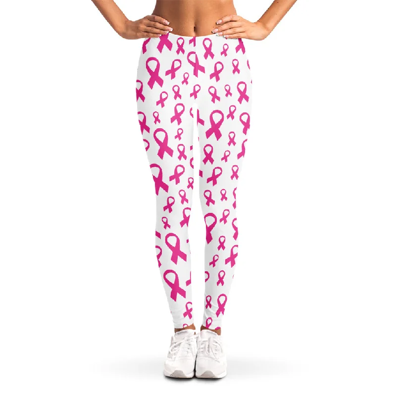 Super Bargain Little Breast Cancer Ribbon Print Women's Leggings