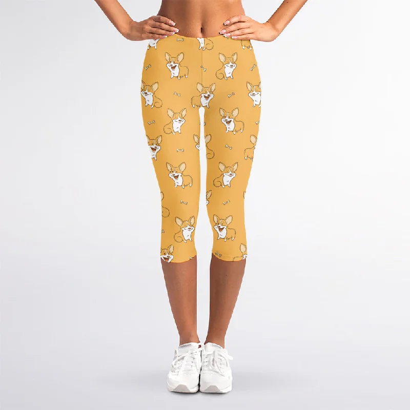 Clearance Sale Little Corgi Pattern Print Women's Capri Leggings