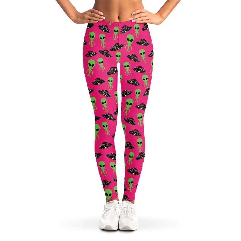 Take Advantage Little Green Alien UFO Print Women's Leggings