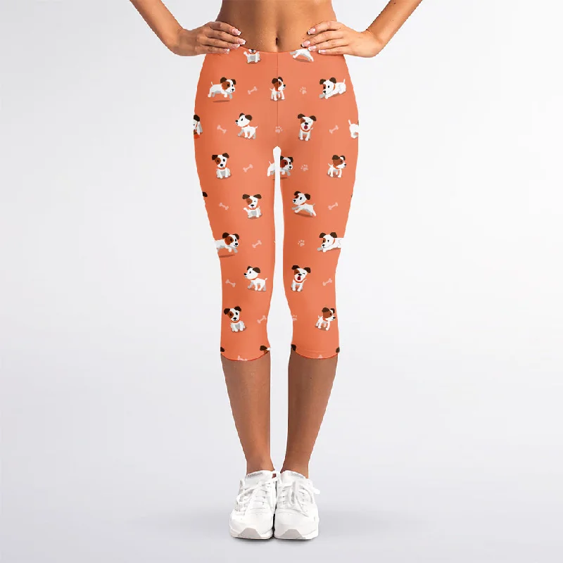 Overstock Little Jack Russell Terrier Print Women's Capri Leggings