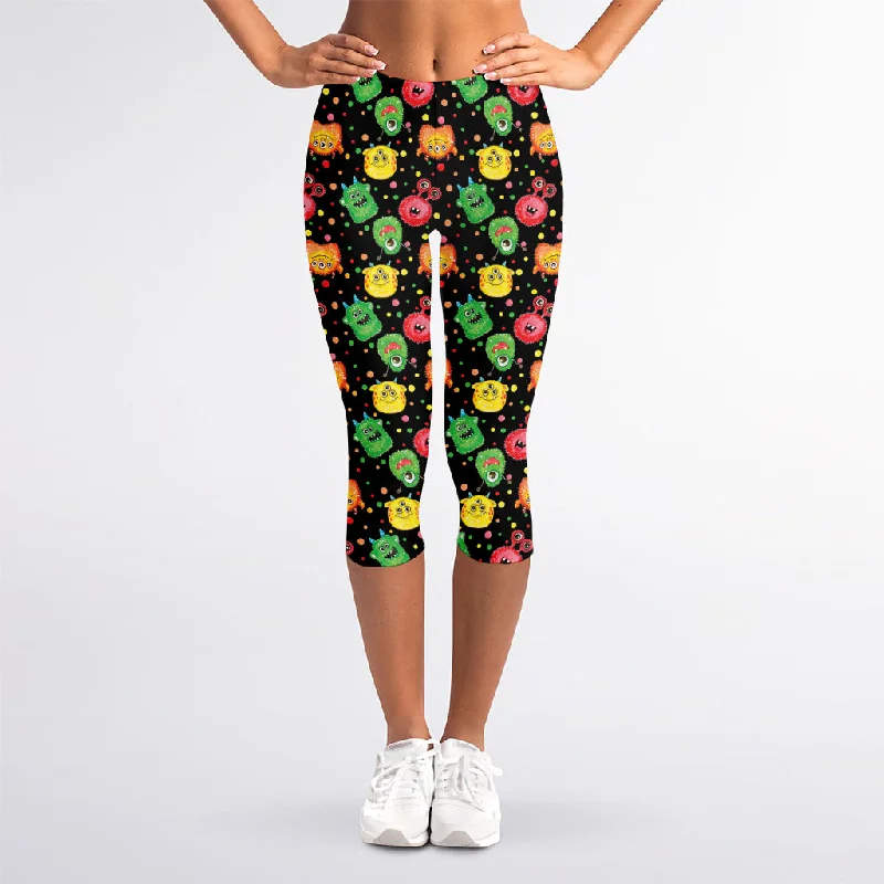 Savings Galore Little Monster Pattern Print Women's Capri Leggings