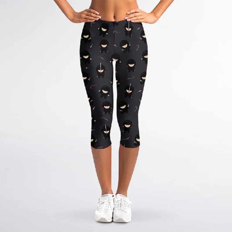 Quick Sale Little Ninja Pattern Print Women's Capri Leggings