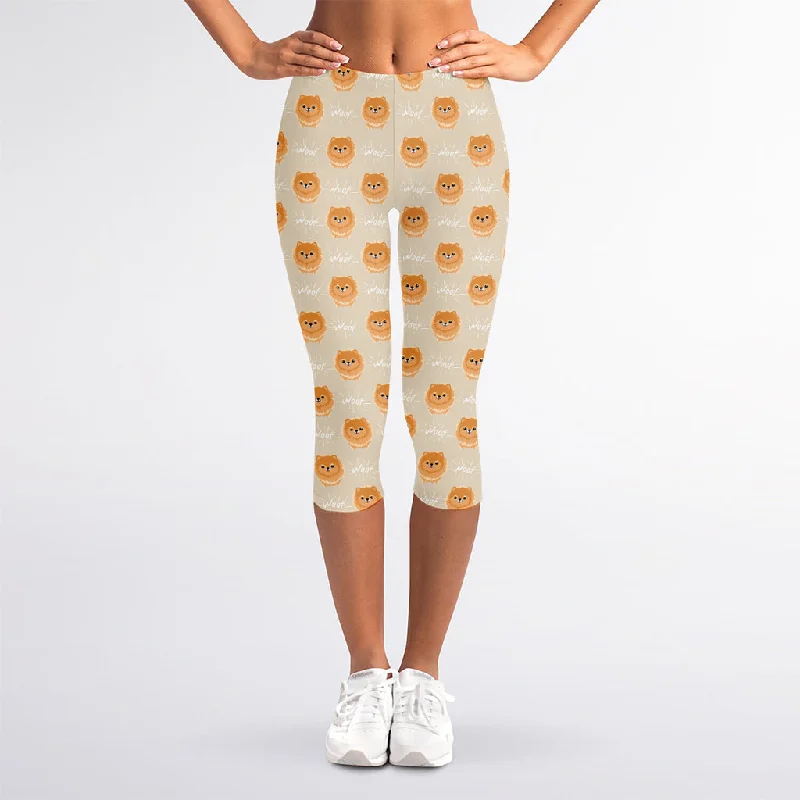 New Markdowns Little Pomeranian Pattern Print Women's Capri Leggings