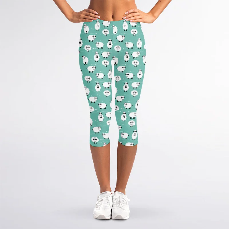 Discount Deals Little Sheep Pattern Print Women's Capri Leggings