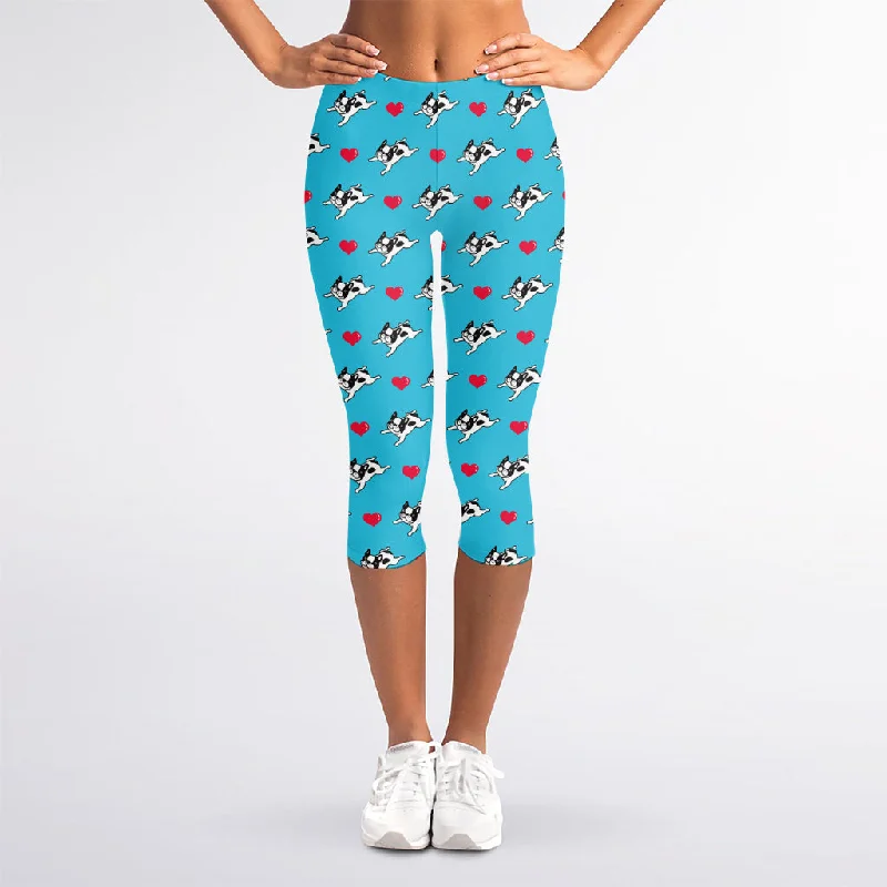 Best Bargains Love French Bulldog Pattern Print Women's Capri Leggings