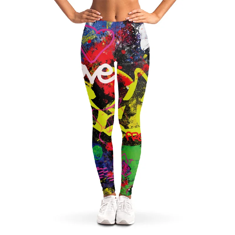 Price Break Love NYC Graffiti Print Women's Leggings