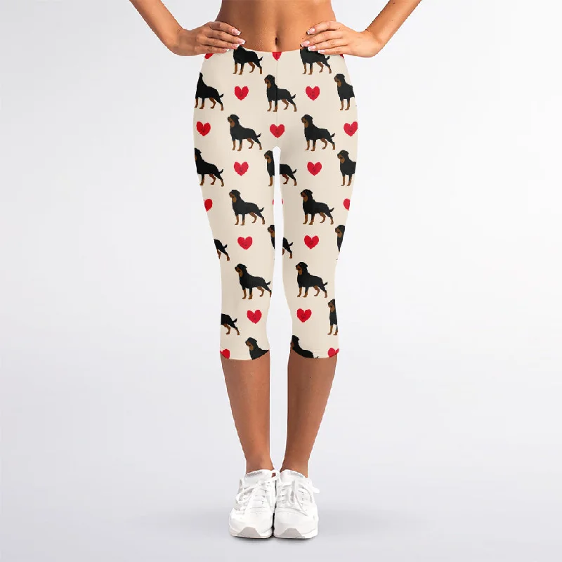 Fantastic Deals Love Rottweiler Pattern Print Women's Capri Leggings