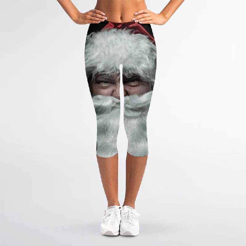 Big Discounts Love Xmas Santa Claus Print Women's Capri Leggings