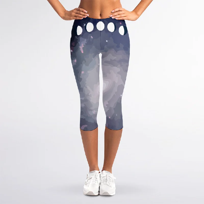 Exclusive Offers Lunar Phase Cycle Print Women's Capri Leggings