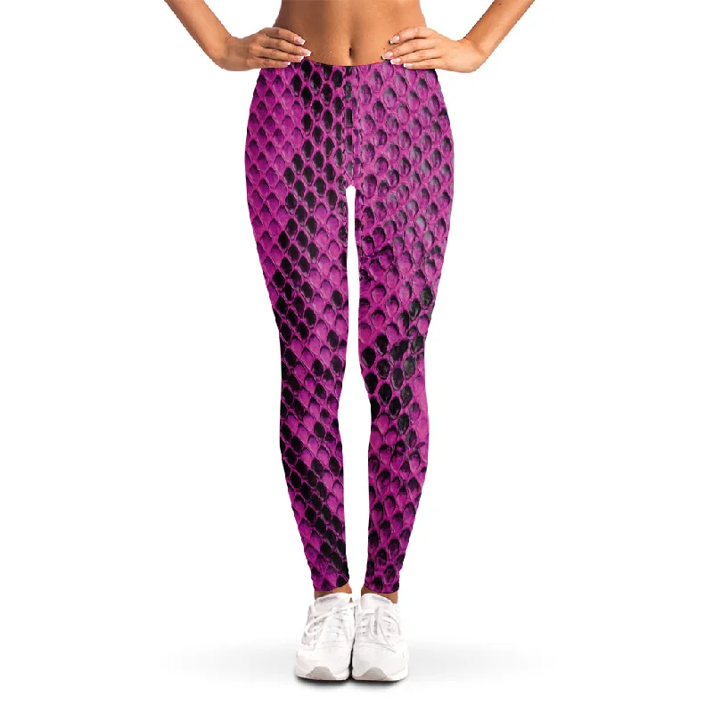 Loyalty Reward Magenta Pink And Black Snakeskin Print Women's Leggings