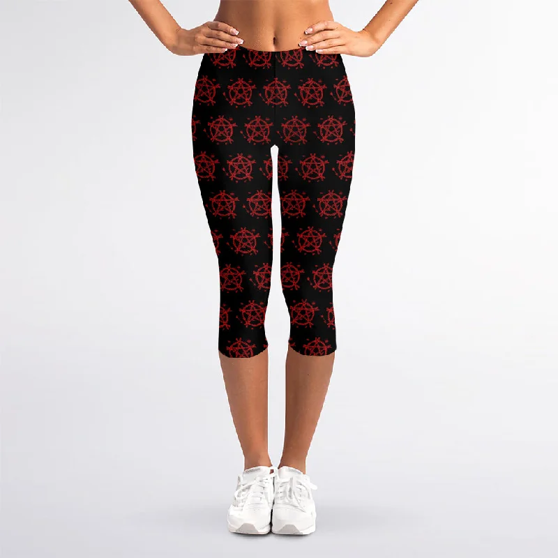 Stock Clearance Magic Pentagram Pattern Print Women's Capri Leggings