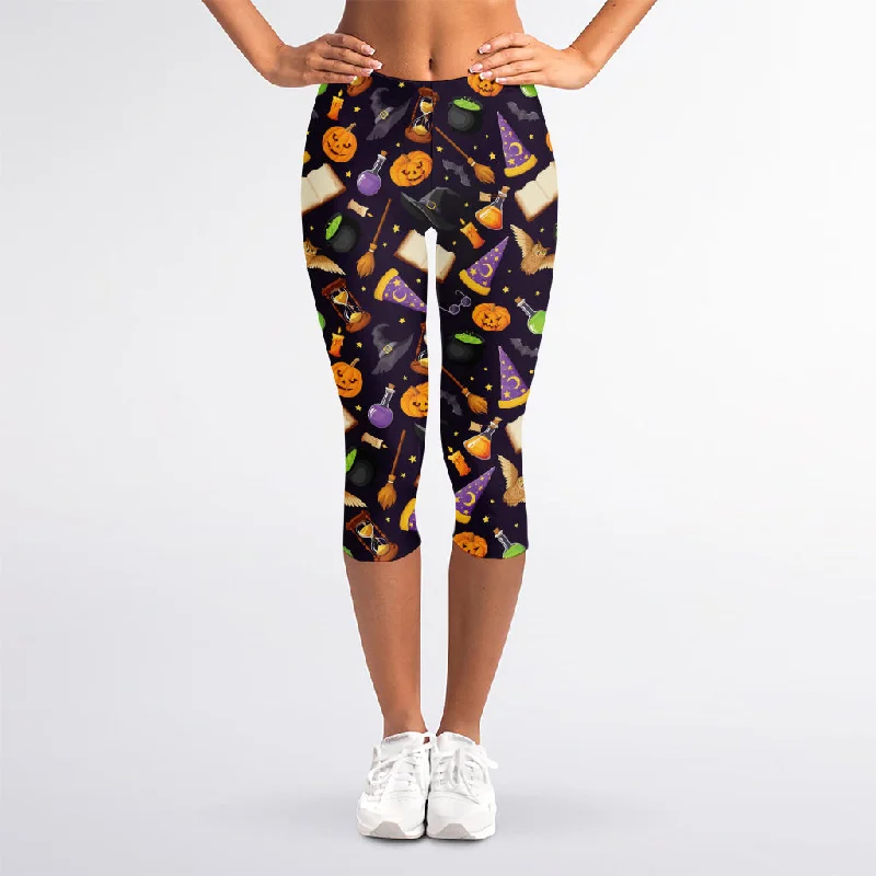 Price Rollback Magic Wizard Pattern Print Women's Capri Leggings