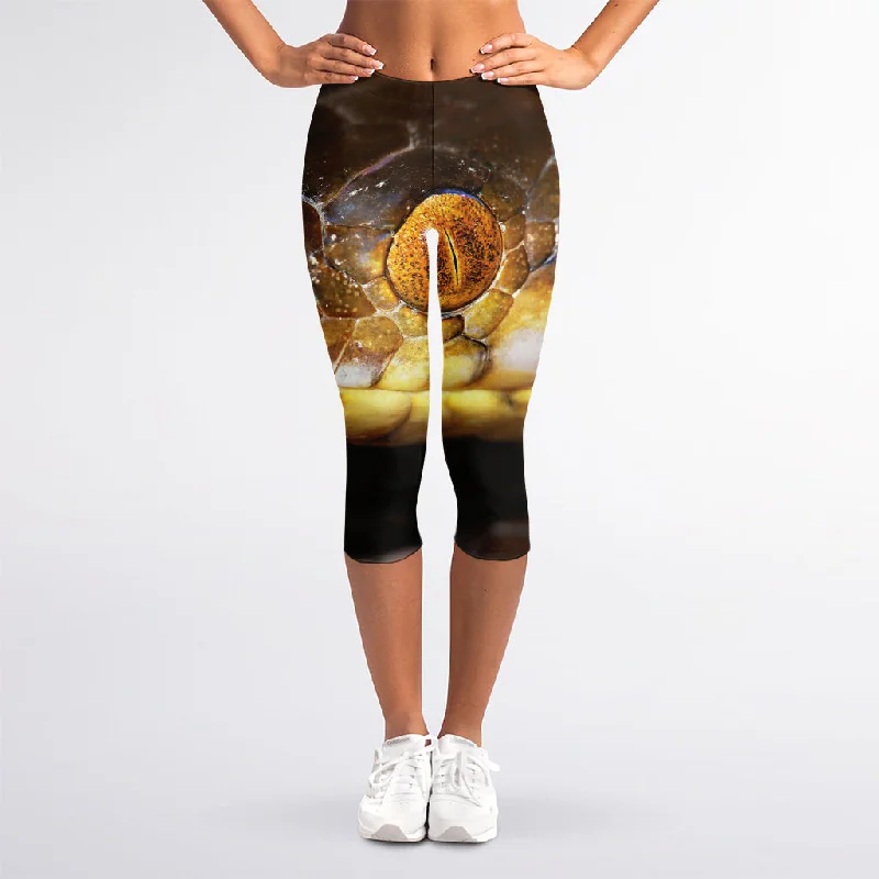 New Markdowns Malagasy Cat Eyed Snake Print Women's Capri Leggings