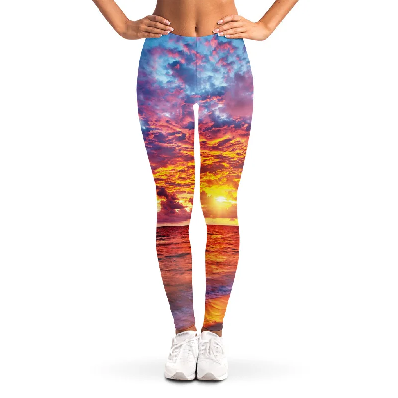Doorbuster Deal Maldives Sunset Print Women's Leggings
