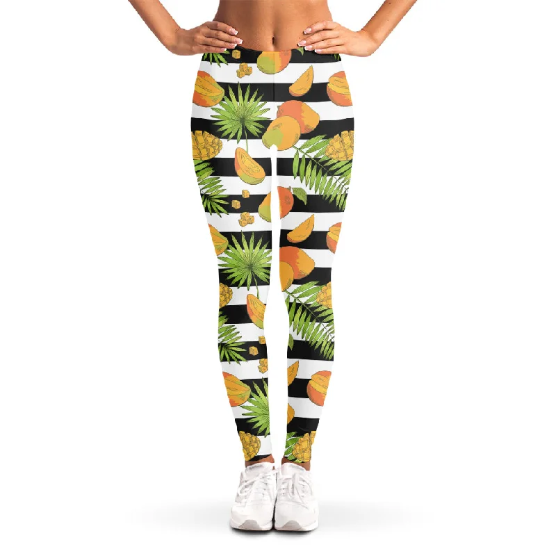 Weekend Special Mango Fruit Striped Pattern Print Women's Leggings