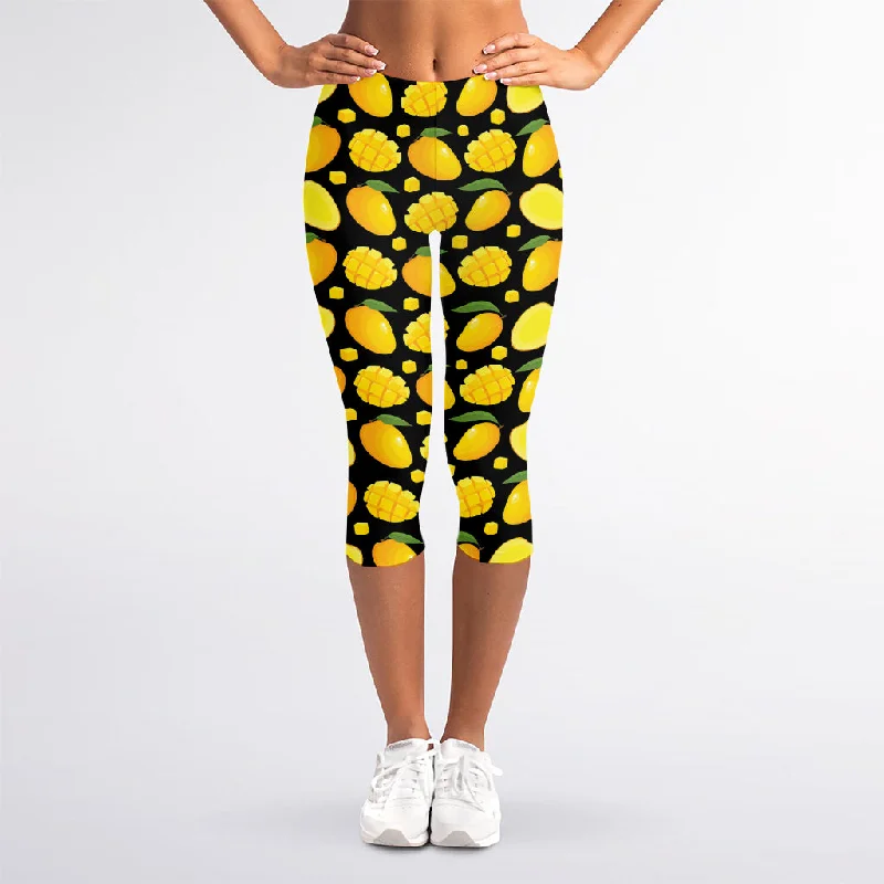 Final Clearance Mango Pattern Print Women's Capri Leggings