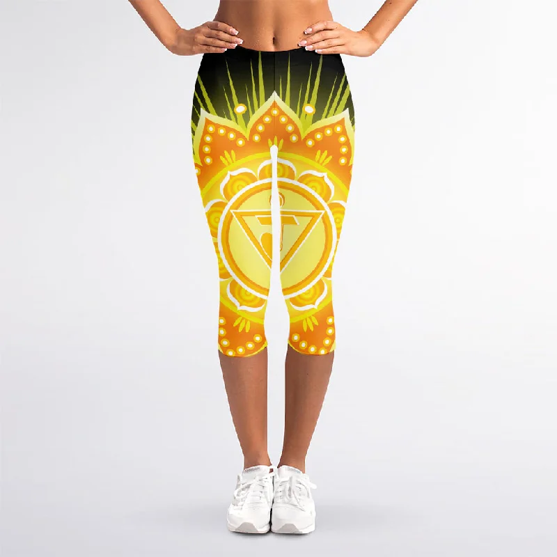 Exclusive Savings Manipura Chakra Mandala Print Women's Capri Leggings
