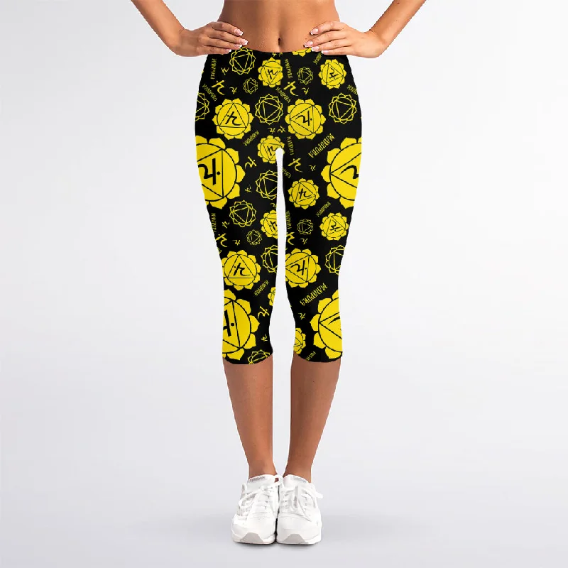 Savings Event Manipura Chakra Pattern Print Women's Capri Leggings