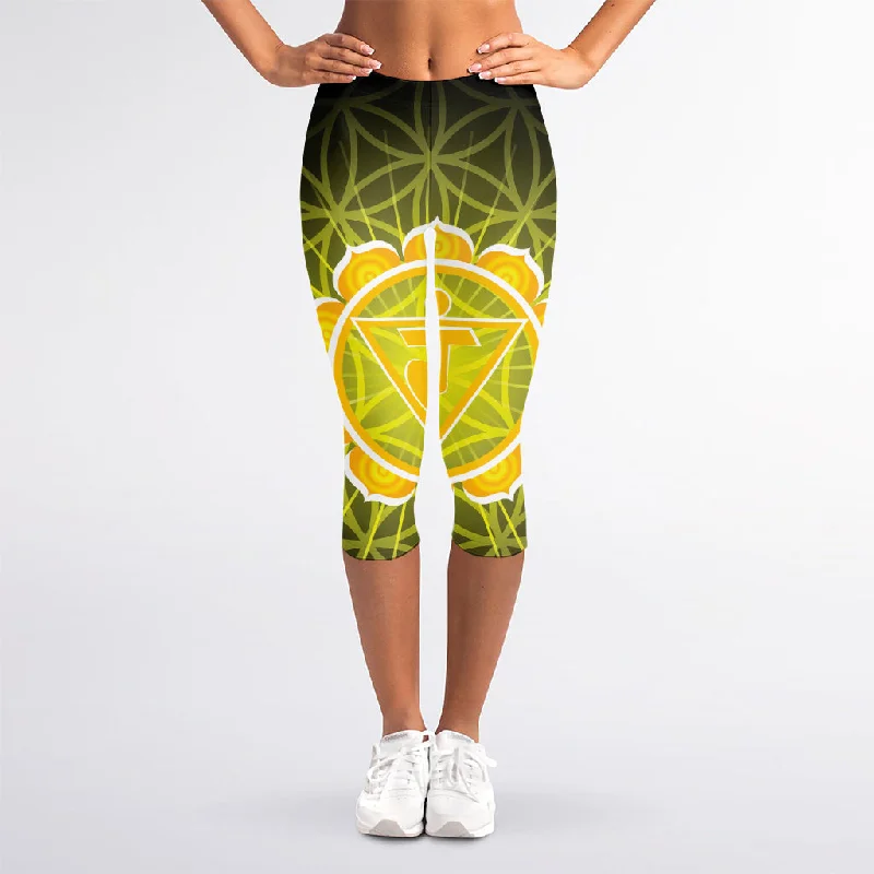 Deal Dash Manipura Chakra Spiritual Print Women's Capri Leggings