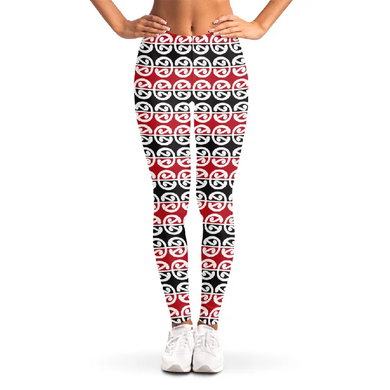 Steals and Deals Maori Kowhaiwhai Pattern Print Women's Leggings