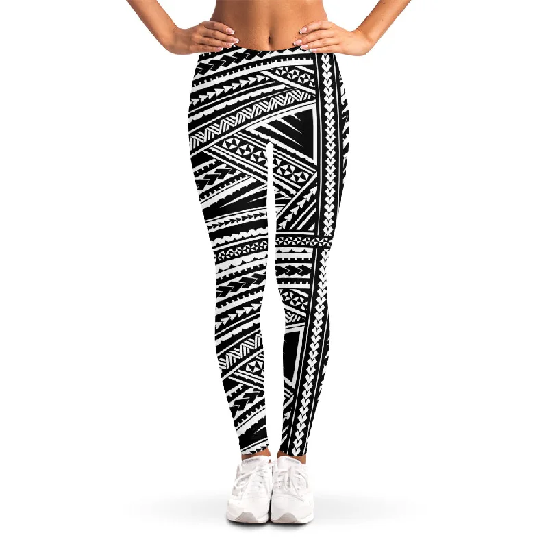 Online Only Maori Polynesian Tribal Tattoo Print Women's Leggings