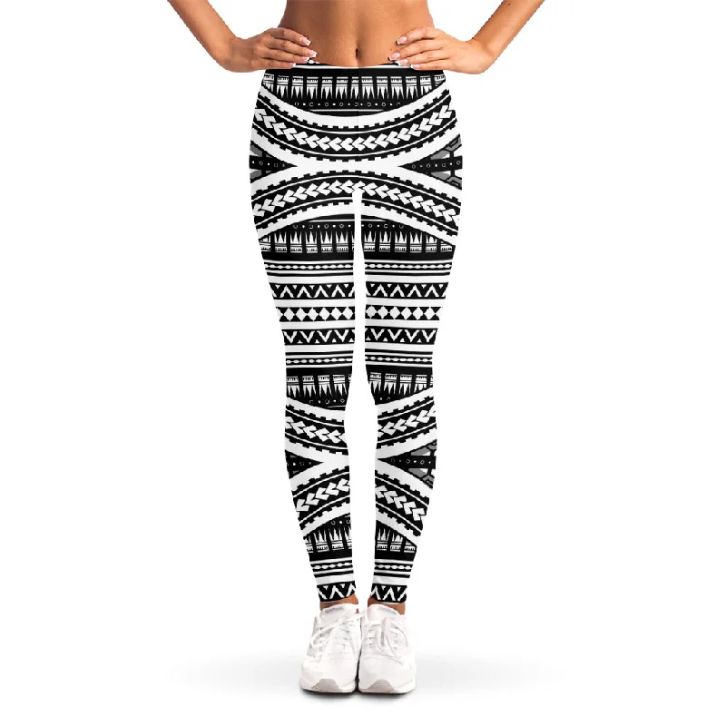 Midnight Madness Maori Tattoo Polynesian Tribal Print Women's Leggings