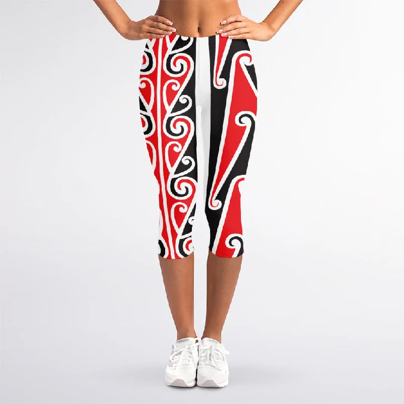 Midnight Sale Maori Tribal Print Women's Capri Leggings