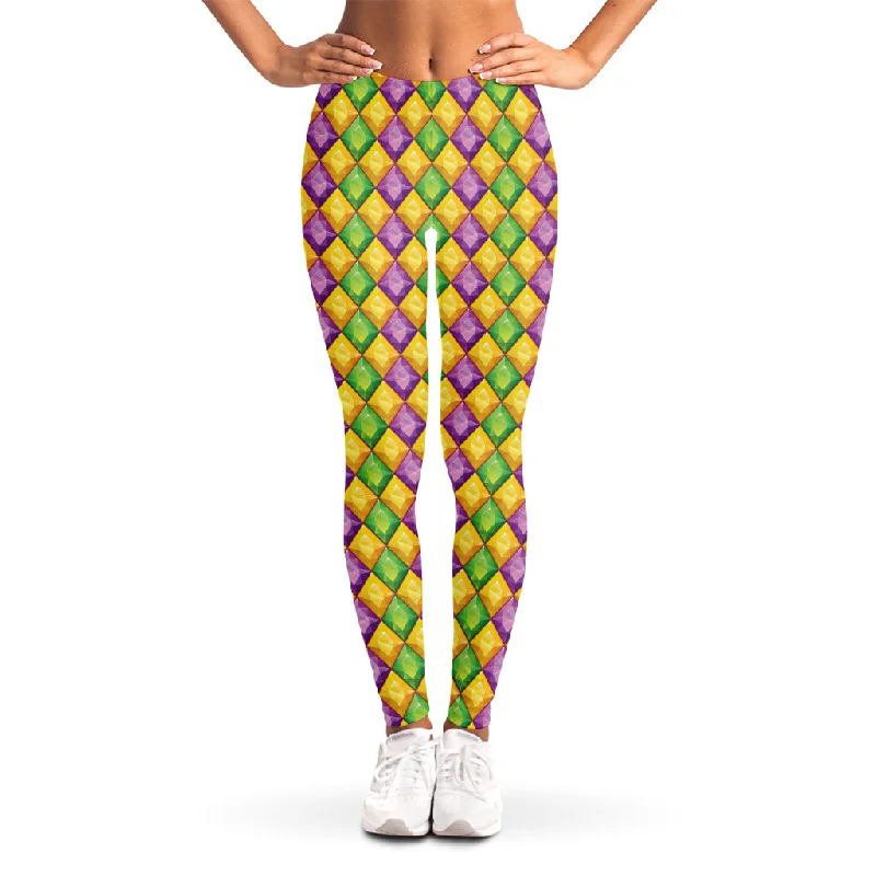 Best Bargains Mardi Gras Diamond Pattern Print Women's Leggings