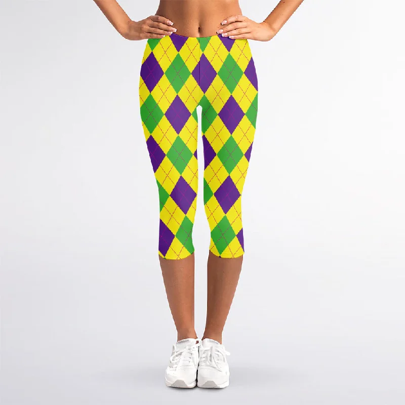 Today’s Special Mardi Gras Fat Tuesday Argyle Print Women's Capri Leggings