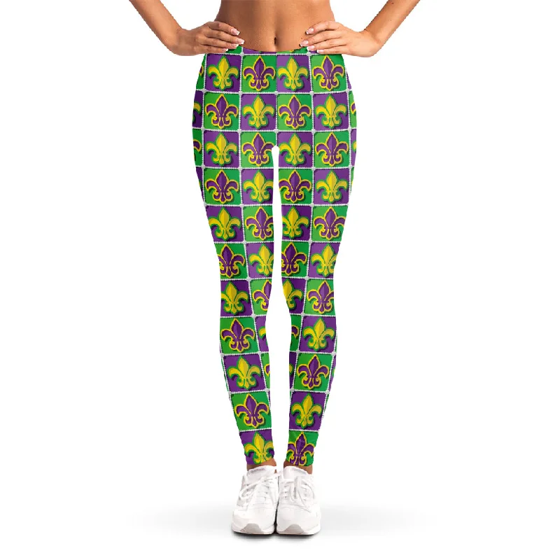 Mega Sale Mardi Gras Fleur De Lis Pattern Print Women's Leggings