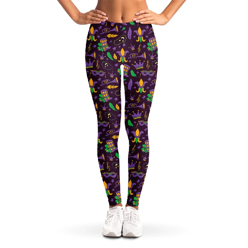 Don't Miss Mardi Gras Party Pattern Print Women's Leggings