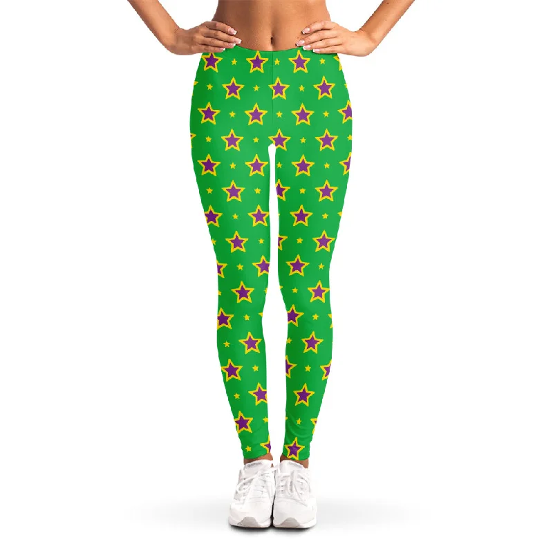 Blowout Deals Mardi Gras Star Pattern Print Women's Leggings