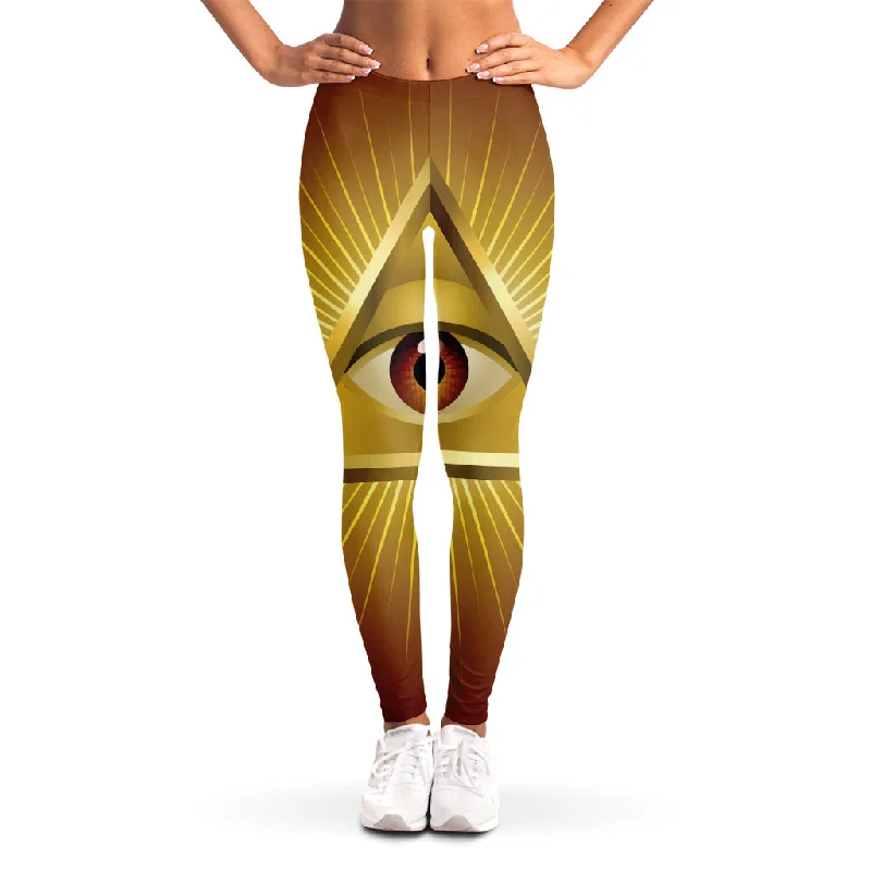 Stock Clearance Masonic Eye Sight Print Women's Leggings