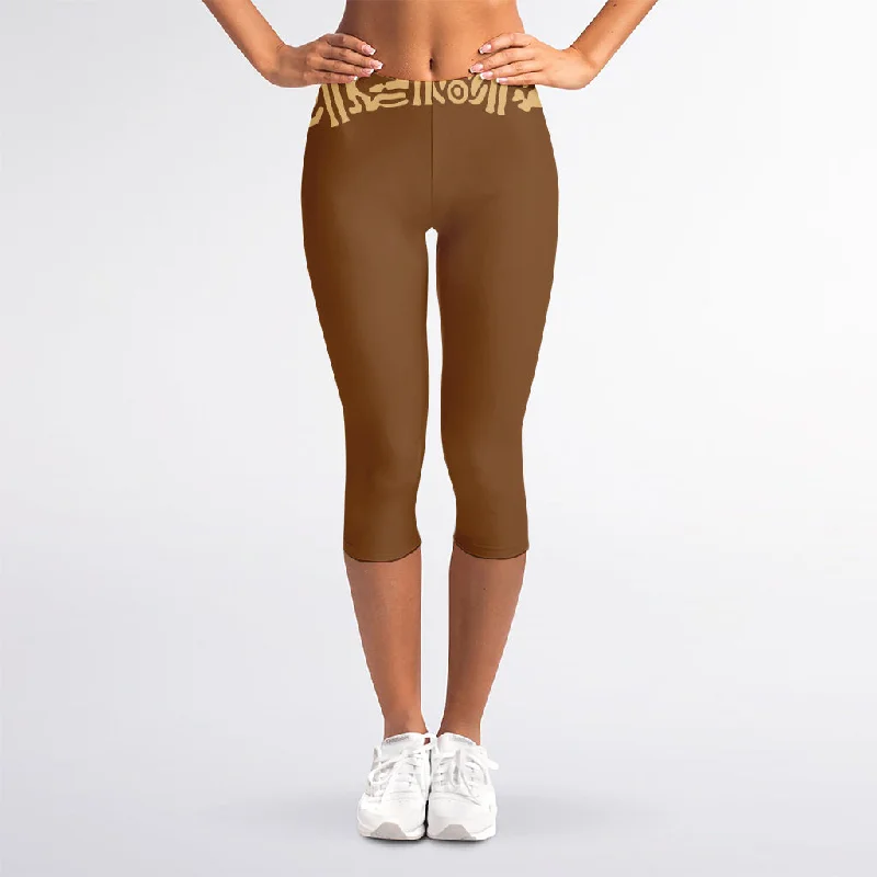 Instant Discount Mayan Circle Symbol Print Women's Capri Leggings