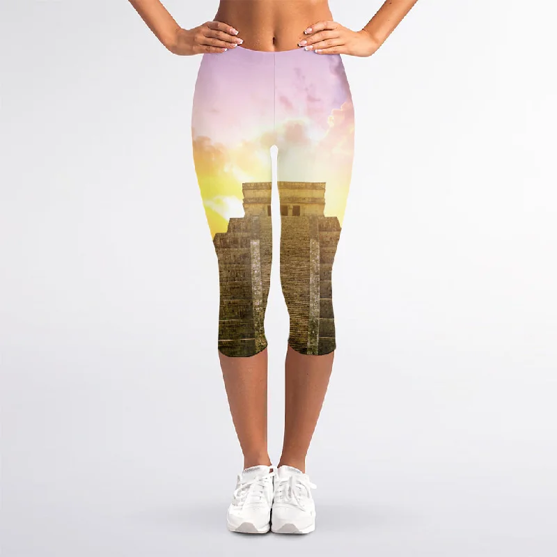 Great Deals Mayan Civilization Print Women's Capri Leggings