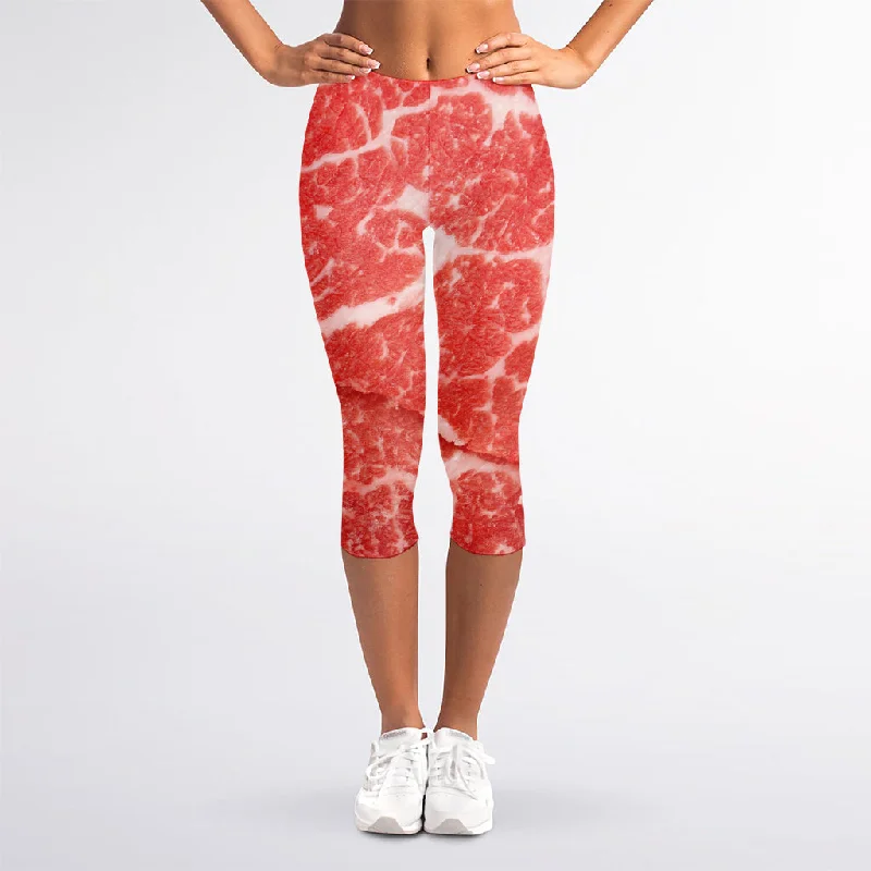Crazy Deals Meat Print Women's Capri Leggings