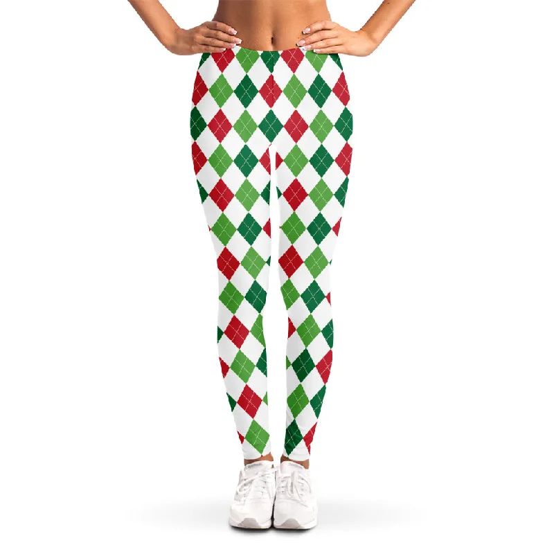 Crazy Deals Merry Christmas Argyle Pattern Print Women's Leggings