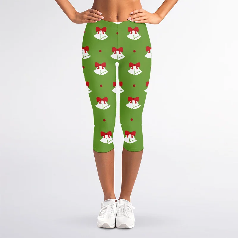 Today's Special Merry Christmas Bells Pattern Print Women's Capri Leggings