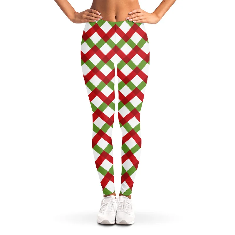 Price Buster Merry Christmas Checkered Pattern Print Women's Leggings