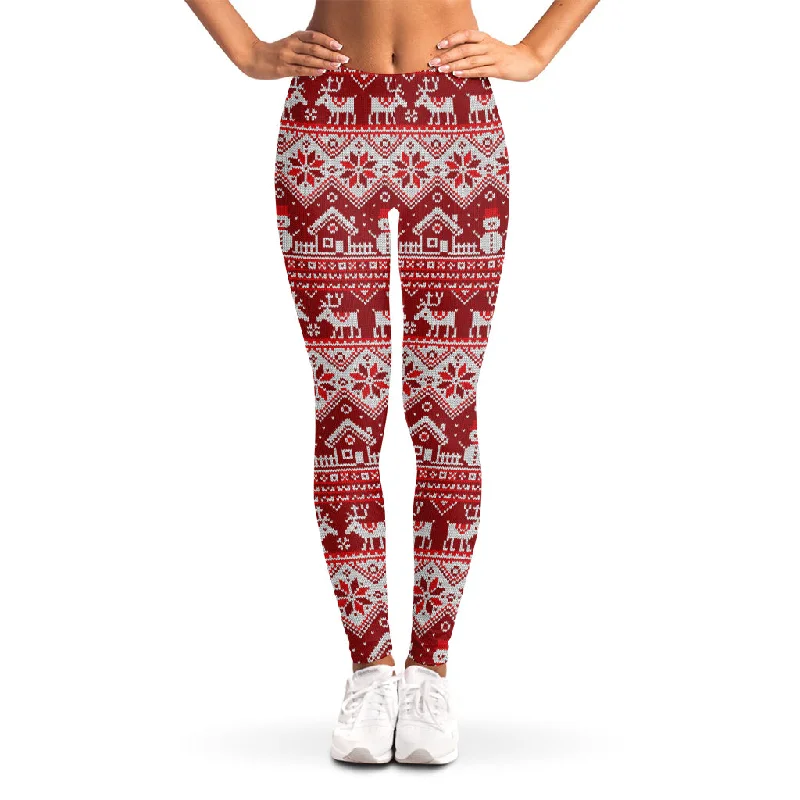 Amazing Deals Merry Christmas Knitted Pattern Print Women's Leggings