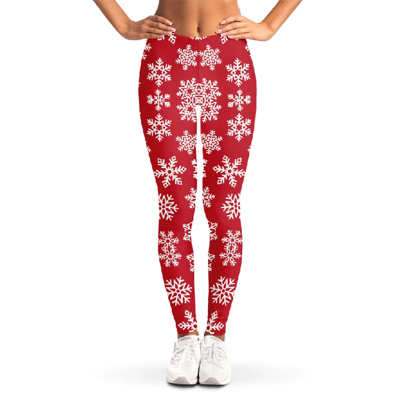 Inventory Reduction Merry Christmas Snowflakes Pattern Print Women's Leggings