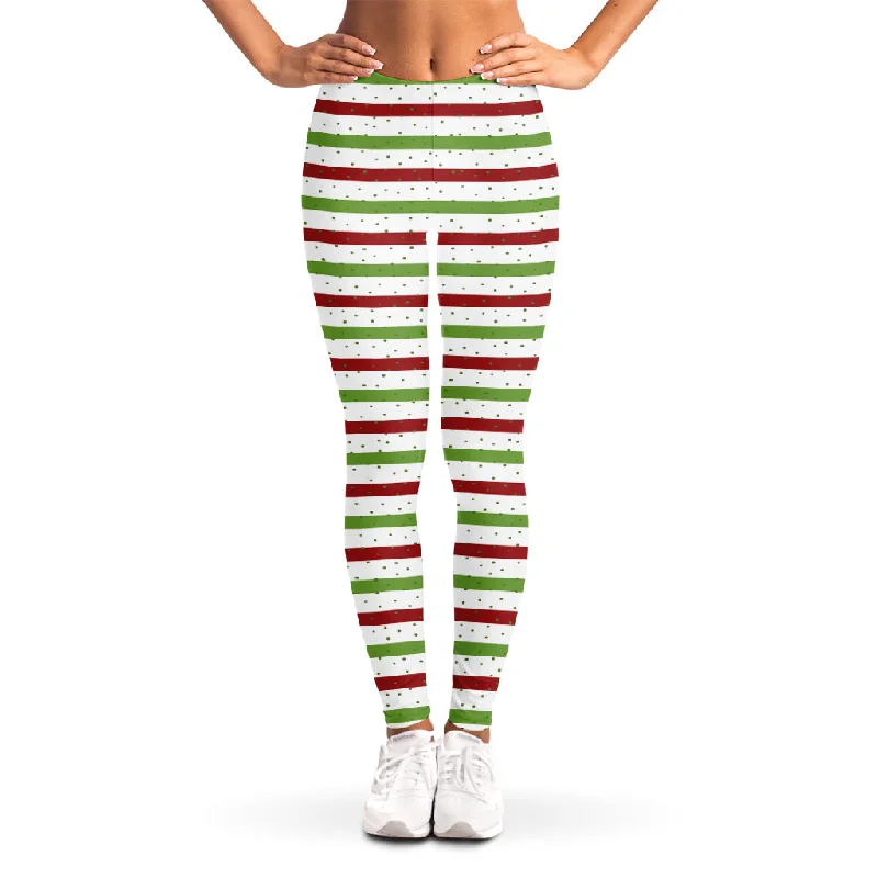 Deal Zone Merry Christmas Striped Pattern Print Women's Leggings