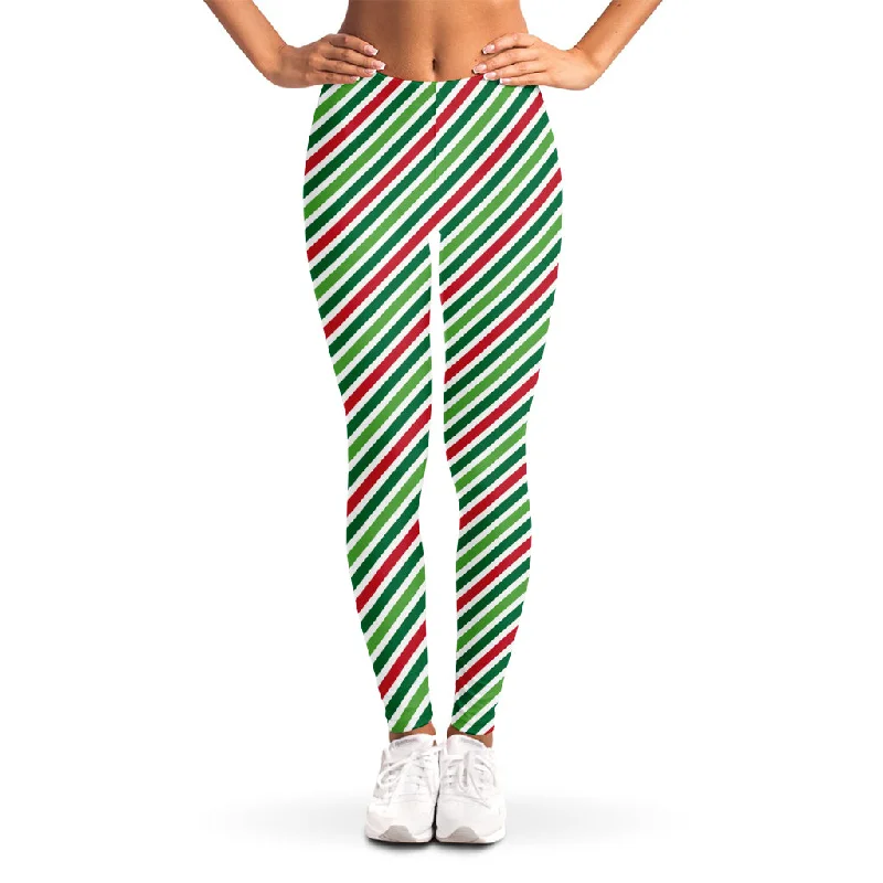 Season Finale Sale Merry Christmas Stripes Pattern Print Women's Leggings