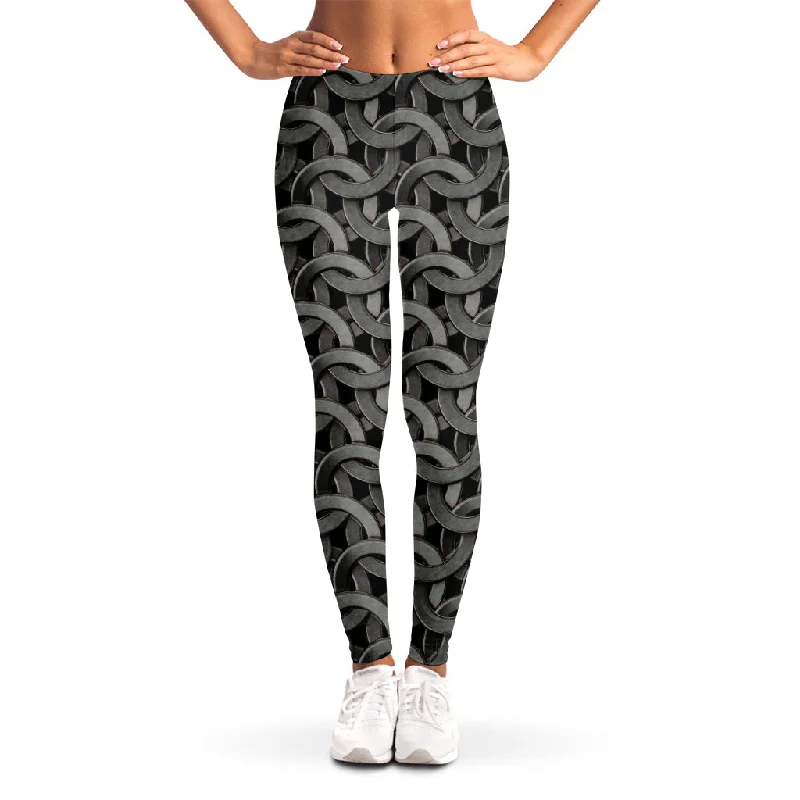 Friends and Family Sale Metal Chainmail Pattern Print Women's Leggings