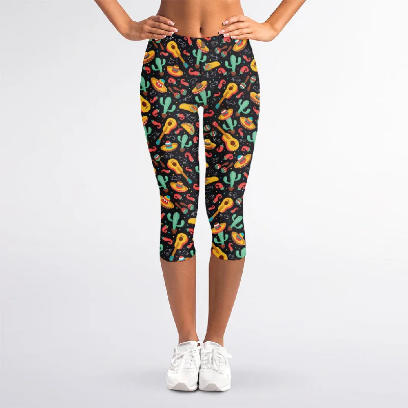Lowest Price Mexico Cinco de Mayo Pattern Print Women's Capri Leggings