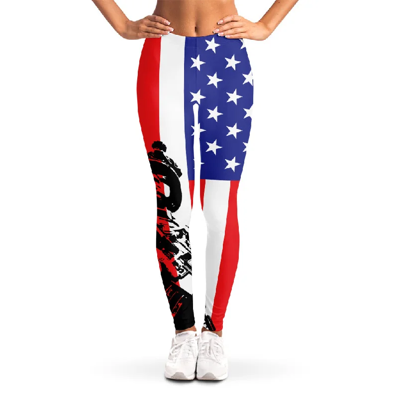 Limited Quantity Military American Flag Print Women's Leggings